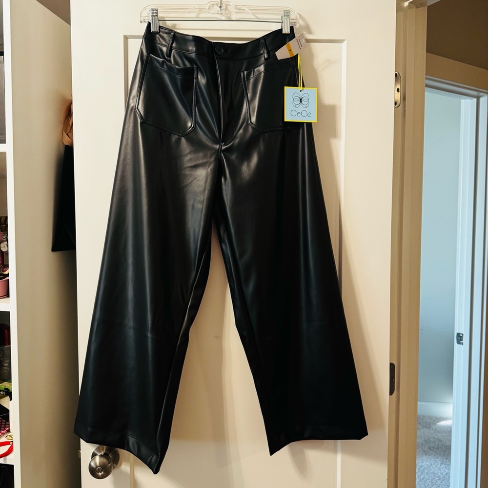 CeCe Wide Leg Faux Leather Pants